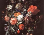 拉切尔 罗依士 : Still-Life with Bouquet of Flowers and Plums